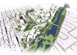 Dévoilement du plan d’ensemble de l’écoquartier Lachine-Est. Crédit : Ville de Montréal
