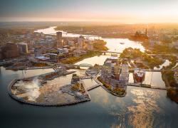Le quartier carboneutre Zibi est alimenté par Hydro Ottawa. Crédit : Zibi Canada.