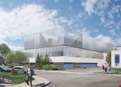 Actuellement en construction, l’agrandissement de l’Hôpital Santa Cabrini Ospedale vise une certification LEED v4. Image : Provencher_Roy_BBBL , Jodoin Lamarre Pratte et CGA architectes en consortium
