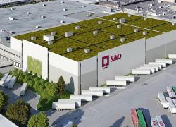 L'agrandissement du centre de distribution de la SAQ dans l'Est de Montréal comportera des éléments de développement durable. Crédit :  NEUF architect(e)s 