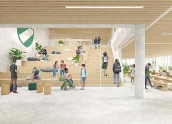 La nouvelle école de Dorval du Collège Sainte-Anne offrira un milieu de vie favorisant la réussite éducative. Image : Atelier Pierre Thibault. 