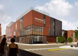 Le futur pavillon Pellerin-Marmen sur les technologies vertes et durables de l'UQTR.  Image: NFOE Architecture