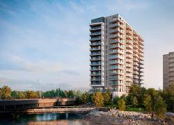 La centrale du service public de Zibi (ZCU) est située au niveau inférieur de l’immeuble résidentiel locatif Aalto, à Gatineau. Crédit : Zibi