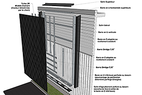 Capteur solaire pourvu d'un revêtement architectural en tuiles d'aluminium. - Photo : Tuiles 3R